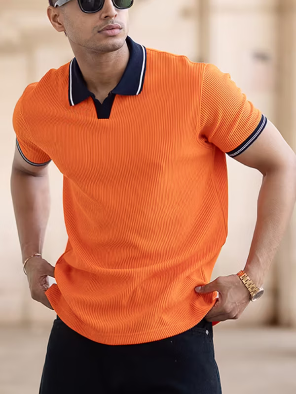 Orange Regular Fit Half Sleeves T-Shirt