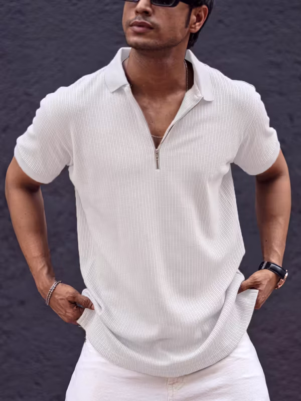 Off-White Waffle Regular Fit Half Sleeves T-Shirt
