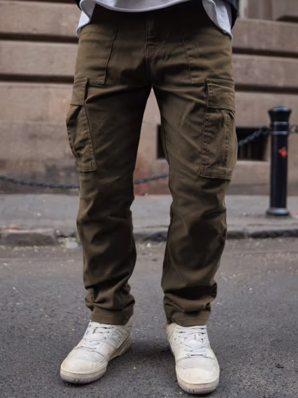 Olive Regular Fit Cotton Cargo Pant