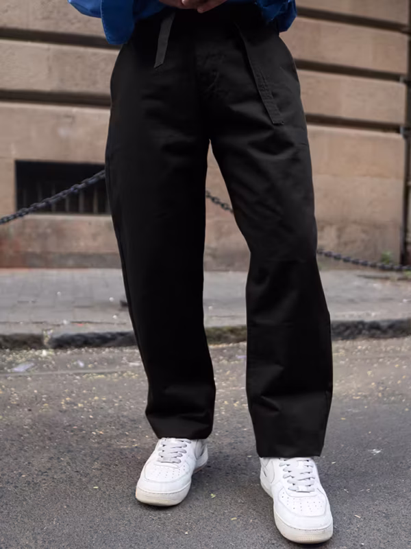 Black Cotton Trousers With Belt
