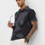 Charcoal Grey Abstract Box Fit Shirt