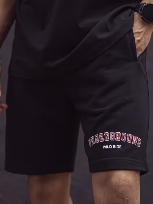 Black Underground Printed Shorts