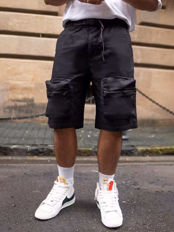 Black Baggy Fit With Pockets Shorts